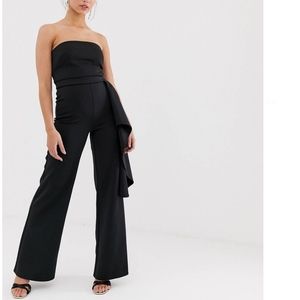 ASOS/TRUE VIOLET BLACK PEPLUM JUMPSUIT